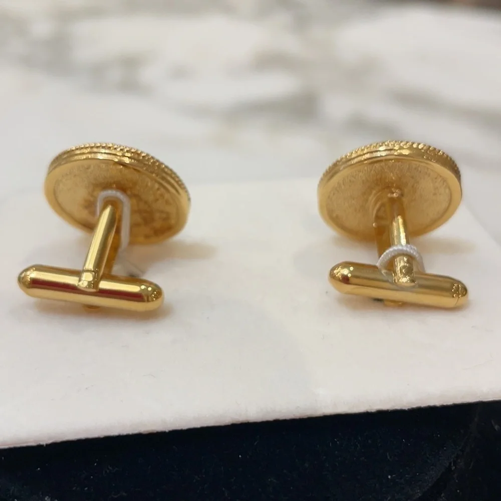 Gorgeous Silver Dime Cuff Links Gold Tone EUC!!